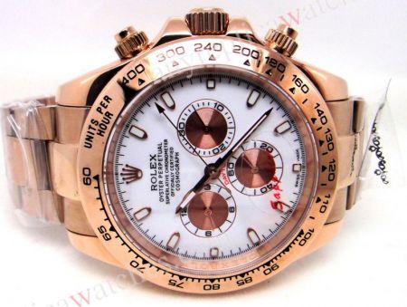 Replica Rolex Daytona Rose Gold Watch White Face 40mm 